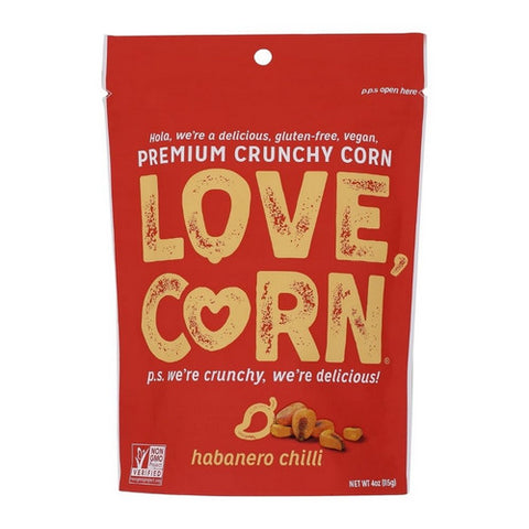 Love Corn, Habanero Roasted Chili Crunchy Corn Snack, 4 Oz (Case Of 12)