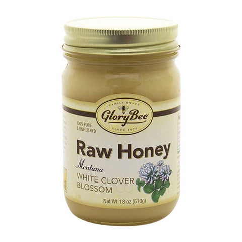 Raw Montana White Clover Blossom Honey 18 Oz (Case Of 6) by Glory Bee