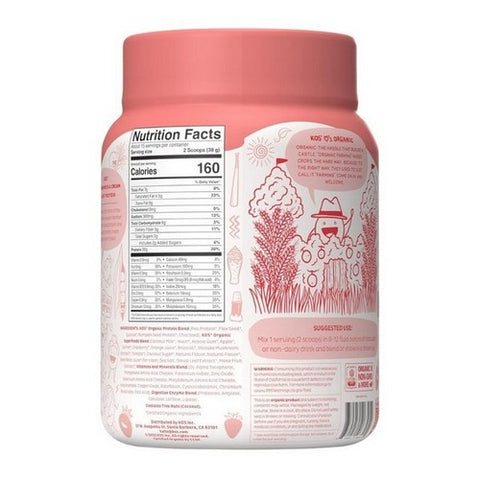Kos, Organic Superfood Plant Protein Powder Strawberry Cream, Strawberries And Cream 20.1 Oz