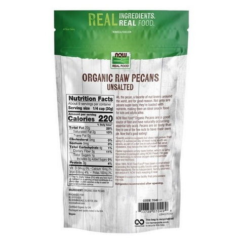 Now Foods, Organic Raw Pecans And Unsalted, 10 Oz