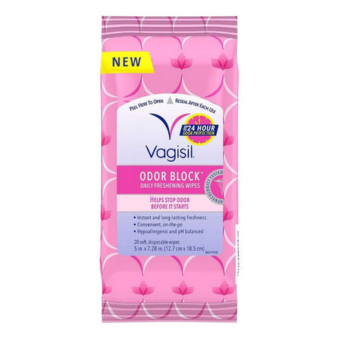 Vagistat, Vagisil Odor Block Daily Freshening Wipes, 20 Count