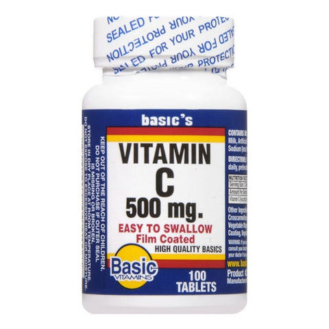 Basic Vitamins, Vitamin C, 500 Mg, 100 Tablets