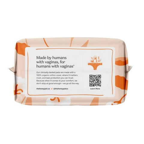 The Honey Pot, Organic Non Herbal Overnight Heavy Flow Menstrual Pads With Wings, 16 Count
