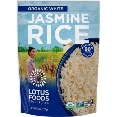 Lotus Foods, Organic White Jasmine Heat And Eat Rice Pouch, 8 Oz