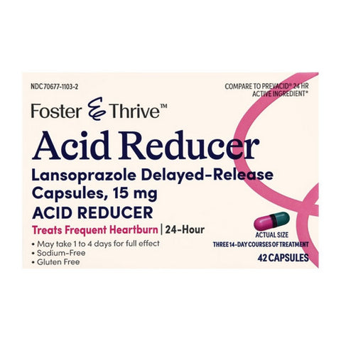 Foster And Thrive, Acid Reducer Lansoprazole Delayed-Release, 15 Mg, 42 Capsules