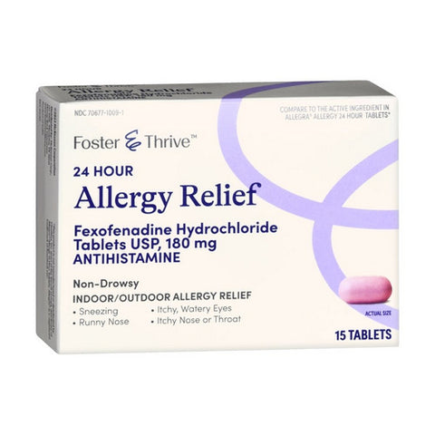 Foster And Thrive, Allergy Relief Fexofenadine Hcl, 180 Mg, 15 Tabs
