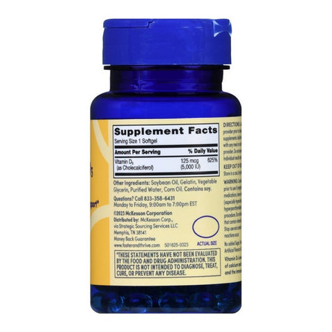 Foster And Thrive, Vitamin D3, 125 Mcg, 100 Softgels