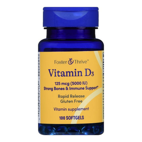 Foster And Thrive, Vitamin D3, 125 Mcg, 100 Softgels