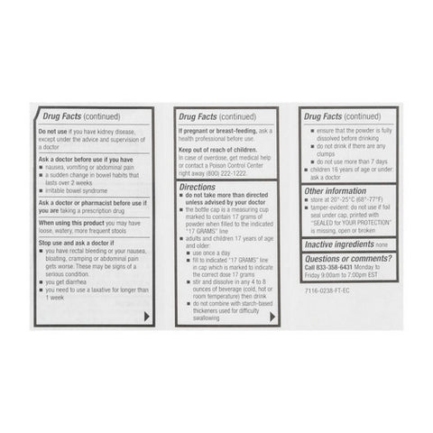 Foster And Thrive, Clearlax Polyethylene Glycol 3350 Powder For Solution Unflavored, 8.3 Oz