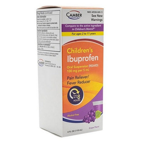 Camber, Children's Ibuprofen Suspension Grape, 100 Mg, 4 Oz