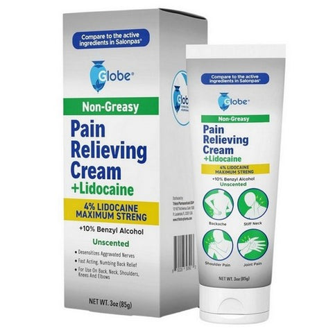 Globe, Pain Relieving Cream Plus 4% Lidocaine, 85 Grams