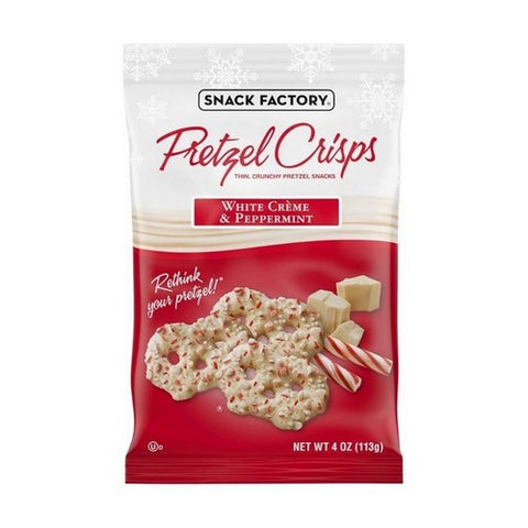 Pretzel Crisps, Snack Factory Pretzel Crisps White Creme And Peppermint, 14 Oz (Case Of 12)