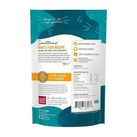 The Honest Kitchen, Smittens Bites Heart Shaped White Fish Cat Treats Bag, 1.5 Oz (Case Of 6)