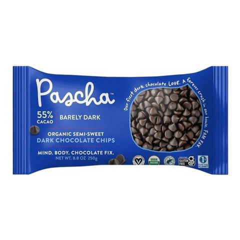 Pascha, 55% Cacao Semi Sweet Dark Chocolate Chips, 8.8 Oz (Case Of 6)