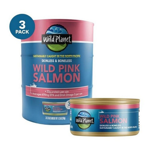 Wild Planet, Wild Pink Salmon Skinless And Boneless, 3.75 Oz X 3 Count (Case Of 12)