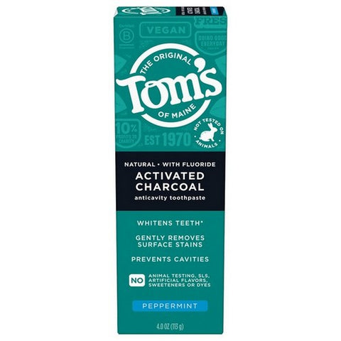 Tom's Of Maine, Anticavity Activated Charcoal Peppermint Toothpaste, 4 Oz (Case Of 6)
