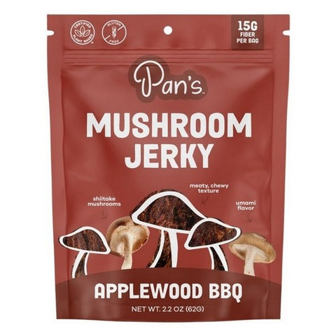 Pan's Mushroom Jerky, Mushroom Jerky Applewood BBQ, 2.2 Oz (Case Of 6)