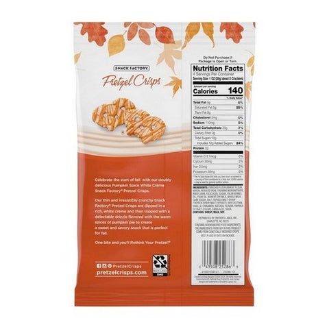 Pretzel Crisps, Pumpkin Spice White CrÃ¨me, 4 Oz (Case Of 12)