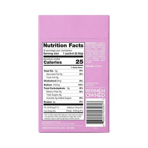 Cure Hydration, Electrolyte Drink Mix Watermelon, 0.29 Oz X 8 Count
