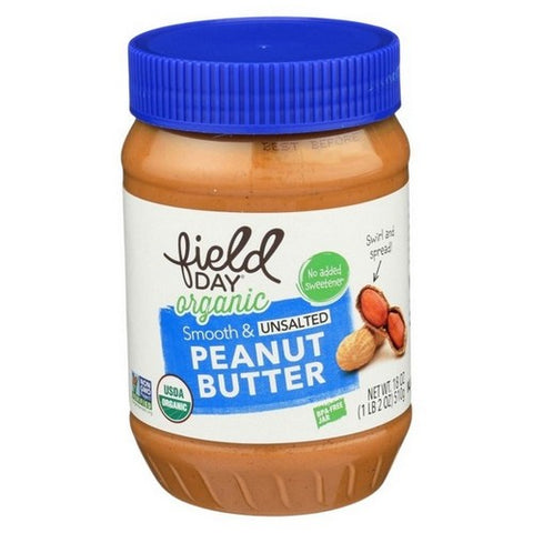 Field Day, Oranic Smooth And Unsalted Peanut Butter, 18 Oz (Case Of 12)