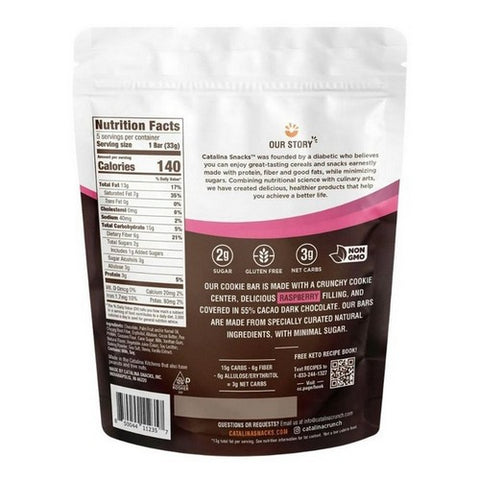 Catalina Crunch, Dark Chocolate Cookie Bar With Raspberry, 5.8 Oz (Case Of 6)