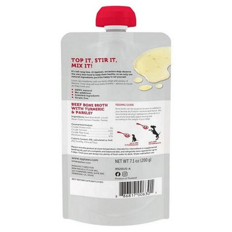 Applaws, Taste Toppers Beef Bone Broth With Turmeric And Parsley For Dogs, 7.1 Oz (Case Of 6)