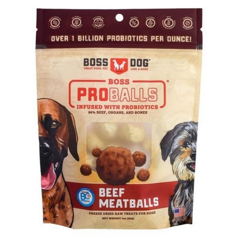 Boss Dog, Proballs Beef Meatball Freeze Dried Dog Treats, 3 Oz (Case Of 6)