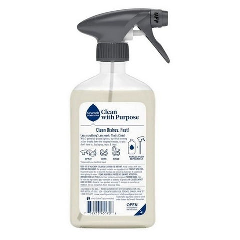 Seventh Generation, Power Plus Foaming Dish Spray Fragrance Free, 16 Oz (Case Of 6)