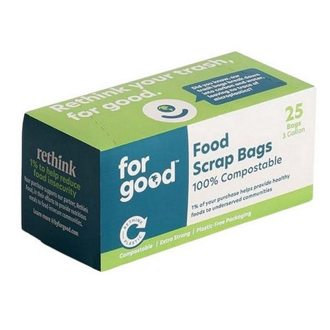 For Good, Compostable Capacity Food Scrap Bag, 25 Count (Case Of 6)