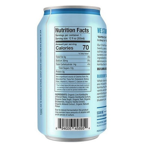 Bambucha Kombucha, Blueberry Tart Big Organic, 12 Oz (Case Of 12)