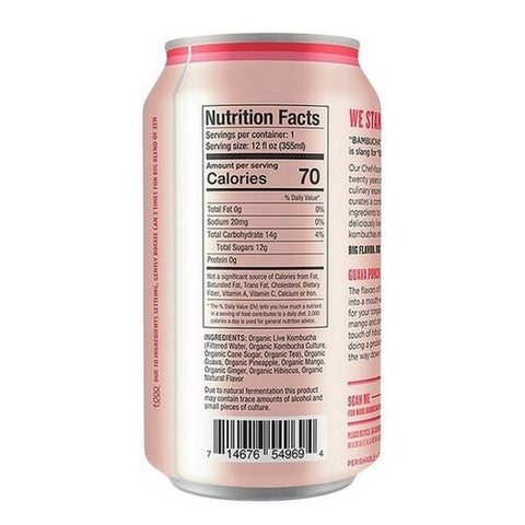 Bambucha Kombucha, Guava Punch Organic Big, 12 Oz (Case Of 12)