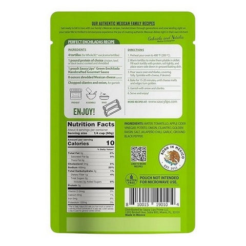 Saucy Lips, Green Enchilada Sauce, 8 Oz (Case Of 6)