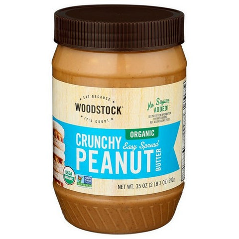 Woodstock, Organic Crunchy Easy Spread Peanut Butter, 35 Oz (Case Of 12)