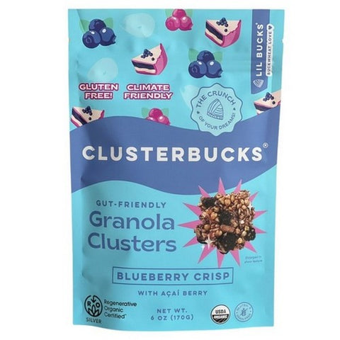 Lil Bucks, Blueberry Crisp Gut Friendly Granola Clusters, 6 Oz (Case Of 6)