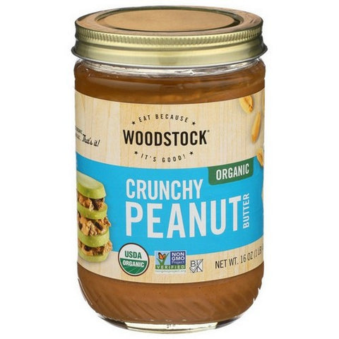Woodstock, Crunchy Peanut Butter Organic, 16 Oz (Case Of 12)