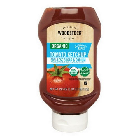 Woodstock, Organic Tomato Ketchup Less Sodium Less Sugar, 19.5 Oz (Case Of 12)