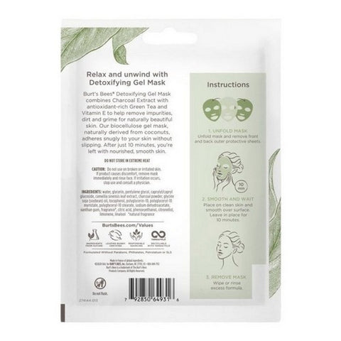 Burts Bees, Detoxifying Biocellulose Gel Mask, 1 Count (Case Of 6)