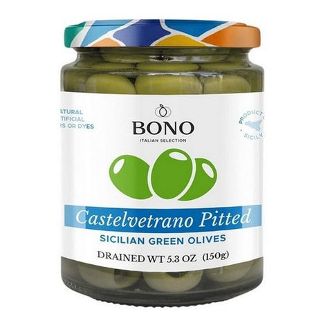 Bono, Castelvetrano Sicilian Pitted Green Olives, 5.3 Oz (Case Of 6)
