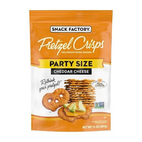 Pretzel Crisps, Snack Factory Cheddar Cheese Party Size, 14 Oz (Case Of 12)