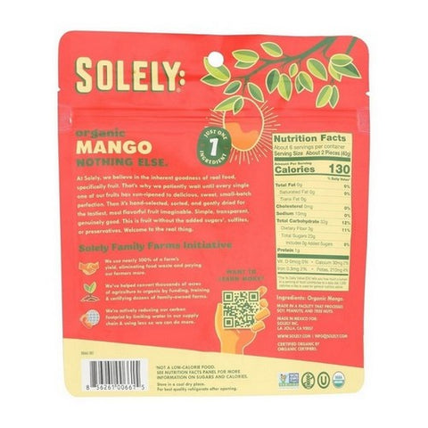 Solely, Dried Fruit Organic Mango Halves, 8 Oz (Case Of 6)