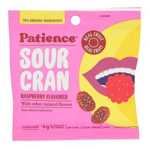 Patience Fruit & Co, Organic Cranberries Sour Raspberry, 2.12 Oz (Case Of 24)