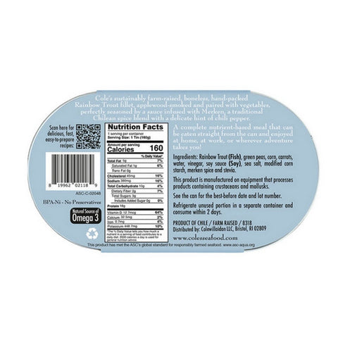 Coles, Rainbow Trout Fillet Smoked With Vegetables, 5.6 Oz (Case Of 6)