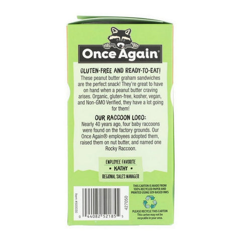 Once Again, Organic Gram Cracker Peanut Butter Sandwich, 7.95 Oz (Case Of 6)