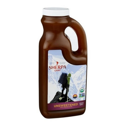 Sherpa Chai, Unsweetened Chai Tea Concentrate Medium Bottle, 32 Oz (Case Of 6)