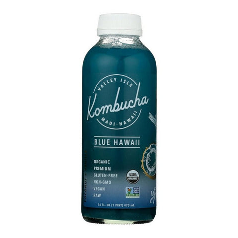 Valley Isle Kombucha, Blue Hawaii Coconut Plus Vanilla, 16 Oz (Case Of 6)