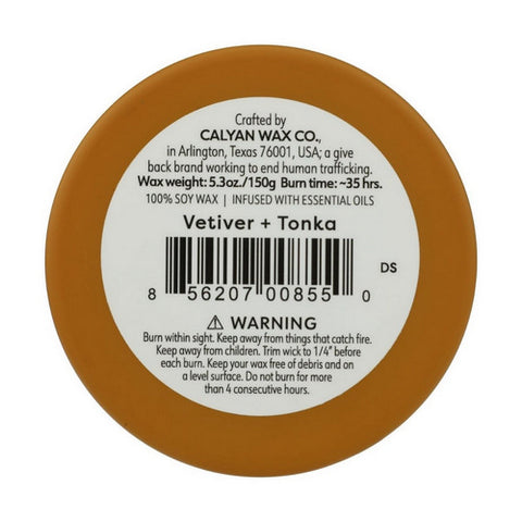Calyan Wax Co, Vetiver Plus Tonka Soy Candle, 5.3 Oz (Case Of 6)