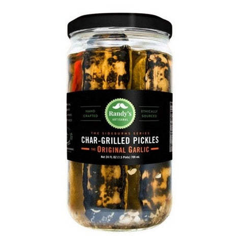 Randys Pickles, Sideburns Original Garlic Pickle Halves, 24 Oz (Case Of 6)