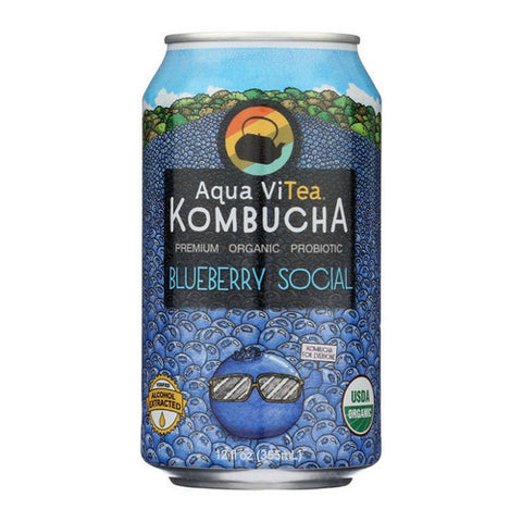 Aqua Vitea, Organic Tea Kombucha Blueberry Social, 12 Oz (Case Of 12)