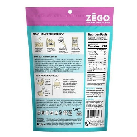 Zego, Organic Muesli Apple Cranberry Bag, 13 Oz (Case Of 5)