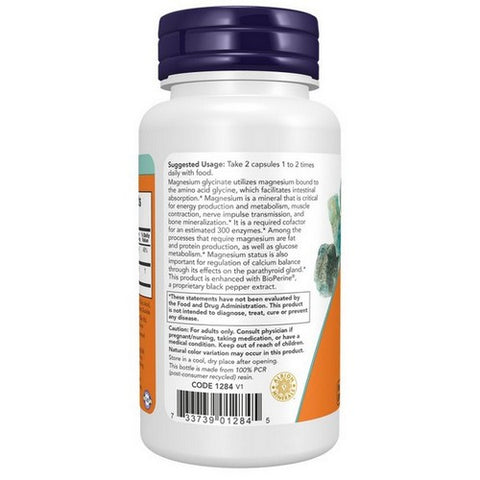 Now Foods, Magnesium Glycinate with BioPerine, 60 Veggie Capsules